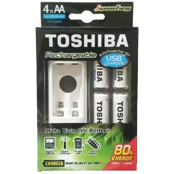 Cargador Pilas Recargables Aa 2000 Mah Toshiba