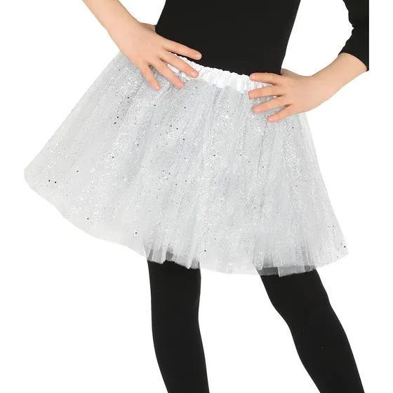 Tutu Blanco Con Brillantina Novias Disfraces 30cm Alto