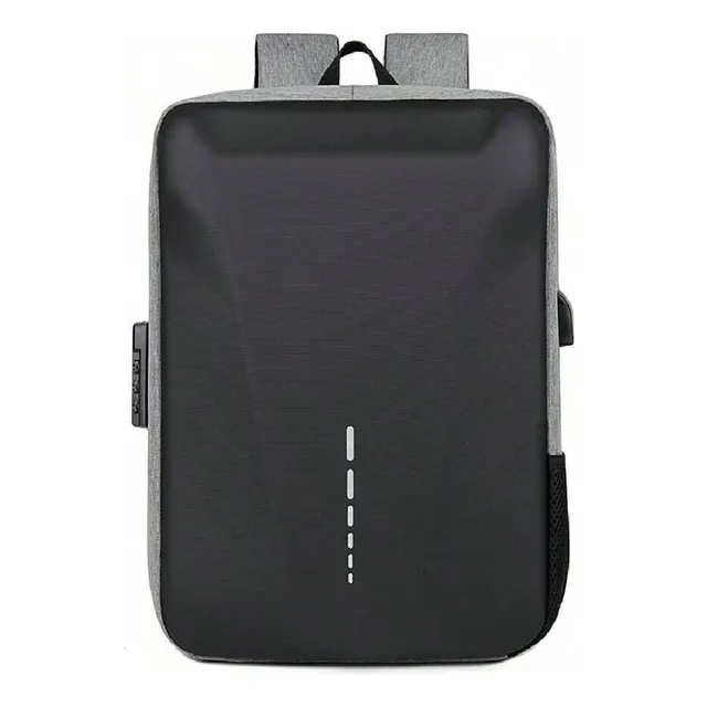 Mochila Antirrobo Con Candado, Almohadillas Y Compartimentos Color Negro/gris Diseño De La Tela Lisa