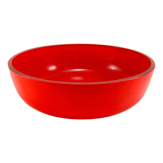 Bacha Redonda De Vidrio Rojo Brillo De Apoyar 42x13