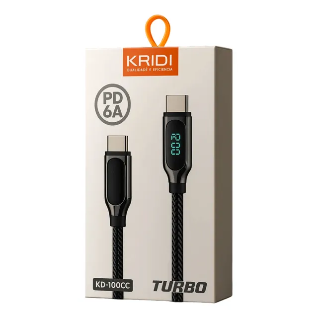 Cabo Tipo-c Com Display Digital Reforçado Carregamento Turbo