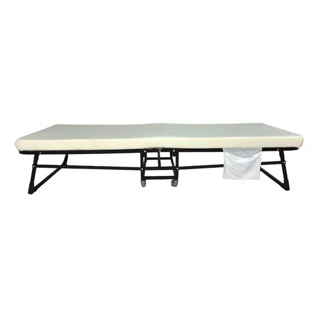 Catre Cama Plegable Metál Colchoneta Funda Lavable Ruedas