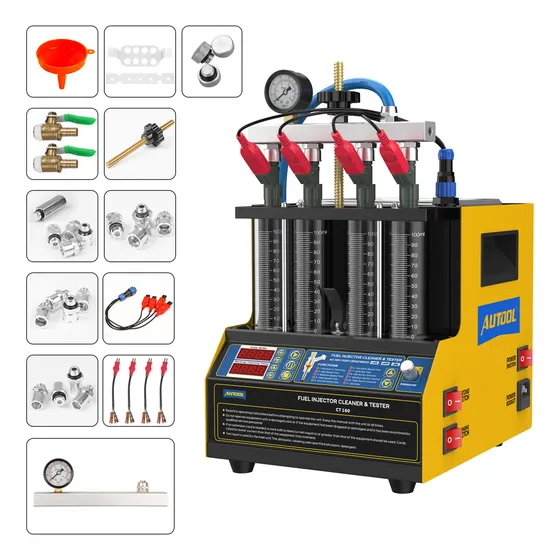 Tina limpieza Ultrasónica 2000 ML calentada a 45℃ 4 inyectores laboratorio para automóvil y motos AUTOOL CT160 127V