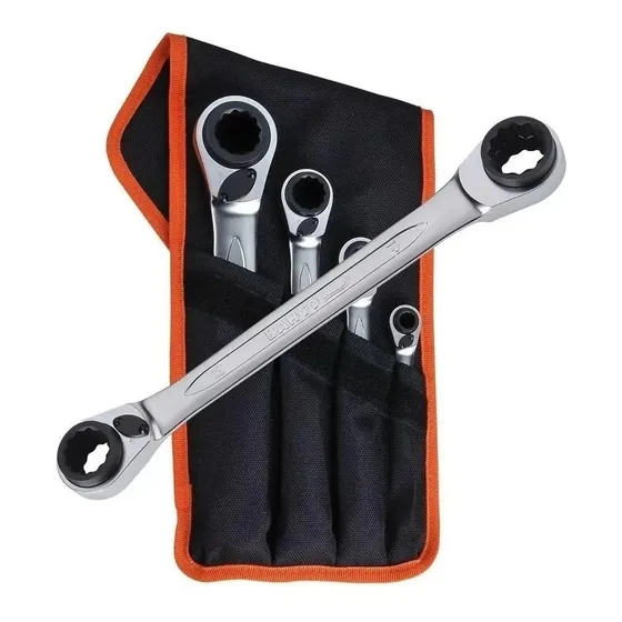 Juego Set Bahco 4 Llaves Combinadas Crique Ratchet 8 A 27 Mm