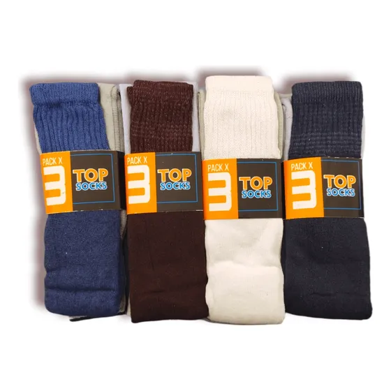 Pack 12 Pares Medias Toalla Tubo Unisex Trabajo Docena