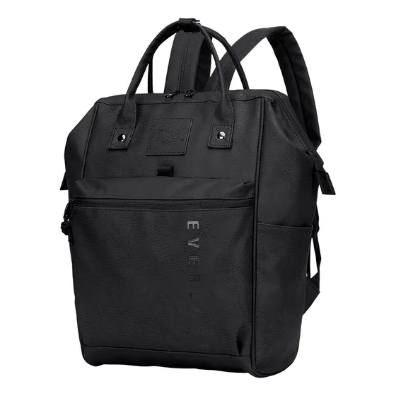 Mochila Cartera Everlast Cuero Pu Ecologico Urbana Elegante Color Negro modelo 21479 Texturado Diseño de la tela Texturado