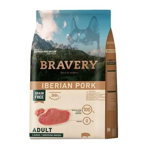 Alimento Bravery Super Premium Adult Dog Large\u002FMedium Breeds para perro adulto de raza mediana y grande sabor cerdo ibérico en bolsa de 12kg | Cuotas sin interés