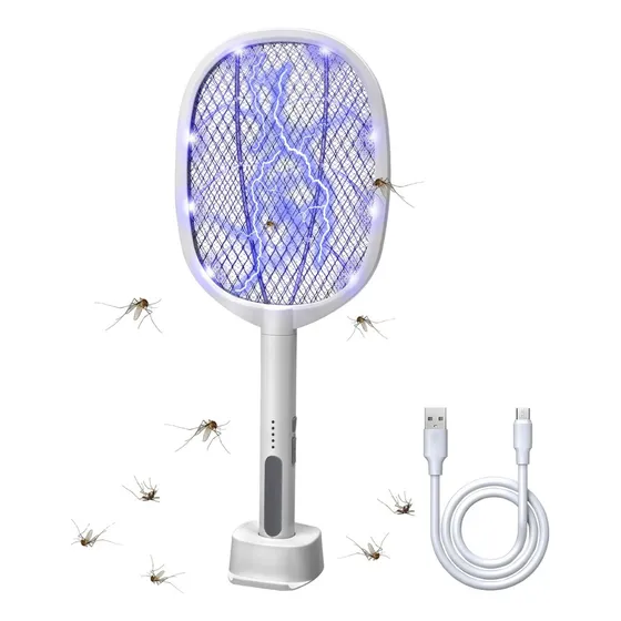Raqueta Mata Mosquitos Led Base Color Blanco 110v