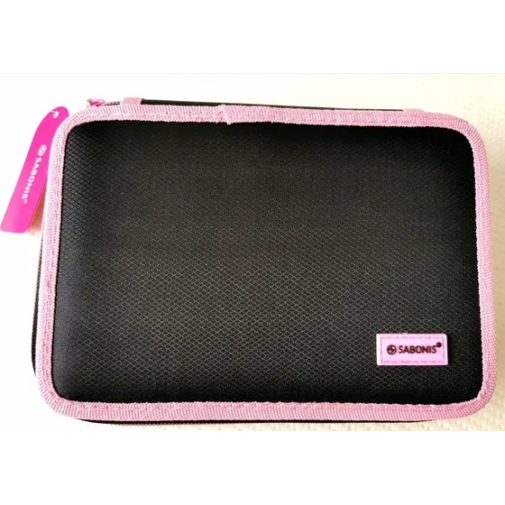 Lapicera Estuchera Organizador Triple Cierre 41 Láp Sabonis Color Negro Con Borde Rosa