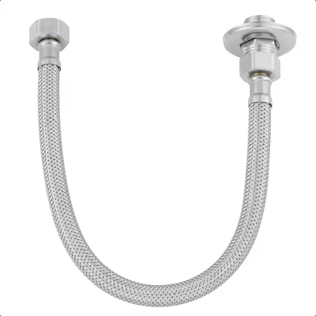 Engate Mangueira Flexível Trançado Aço Inox 40 Cm  Prateado Cromado