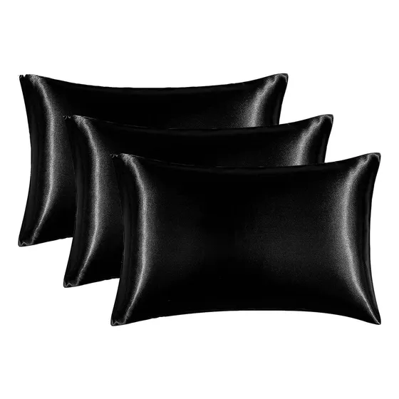 Funda Casatua SATINX3 para almohada color negro 76x50 cm de 76cm x 50cm - pack x 3 unidades