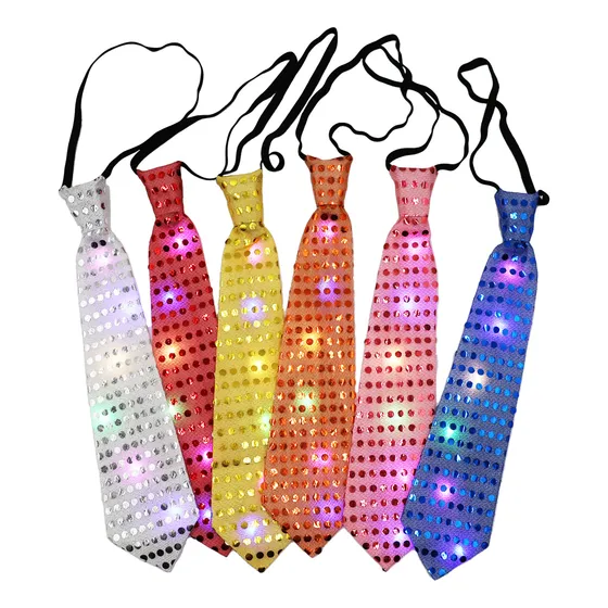 10 Corbata Luz Led  Luminosas Tela Fiesta Batucada