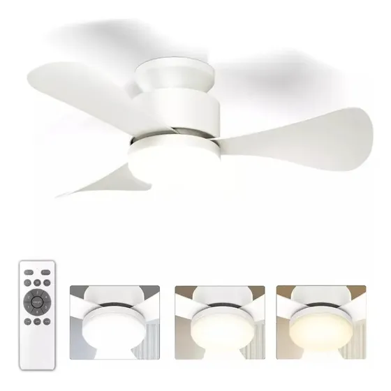 Ventilador de Teto FANSVENTO Branco com Luz LED e Controle Remoto Silencioso