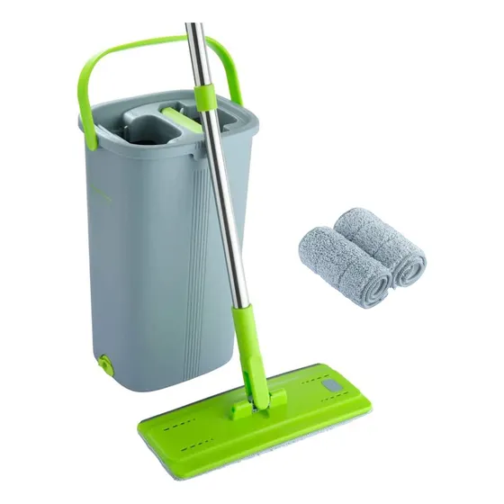 Trapero Trapeador Mopa Microfibra Limpieza Balde Escurridor Color Gris Claro