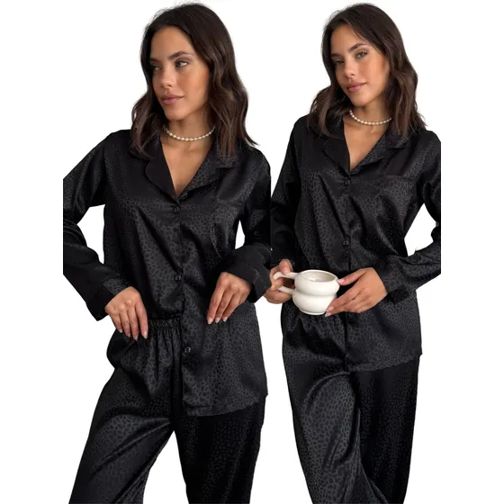 Pijama Mujer Seda Satén Camisa Pantalón Suave Senira