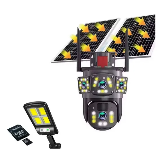 Cámara Recargable Solar 3mp Triple Lente Wifi + Sd + Foco Negro