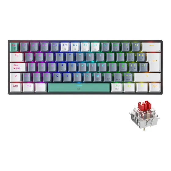 Teclado gamer Machenike K500-61 QWERTY Mecanico Switch Red Español Color Gris con luz RGB