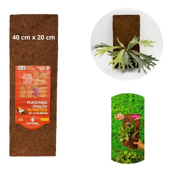 Placa Fibra De Coco Nutricoco Orquídeas Bromelha 40x20x3cm