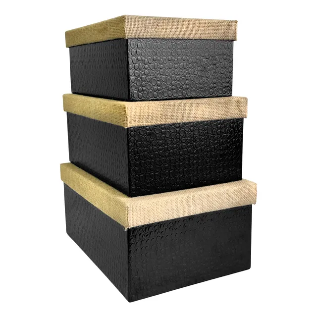 Caja Organizadora 3 En 1 Rectangular, Tapa Arpillera - 13725