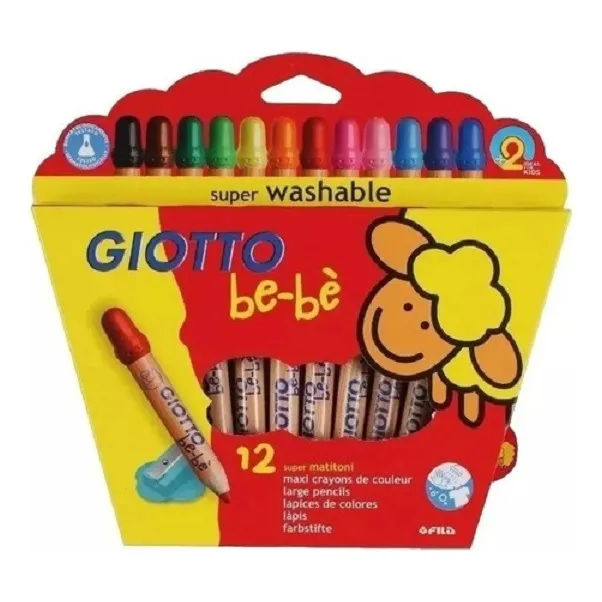 Lapices Giotto Bebe X 12 Colores No Toxicos + Sacapuntas