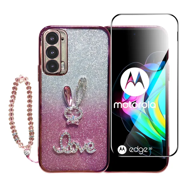 Funda Tpu Para Motorola Edge 20 +diy Brazalete +cristal Mica
