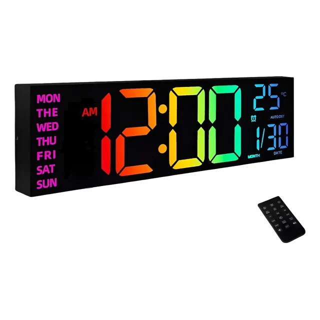 Reloj Pared Led Digital Moderno Multicolor Control Remoto