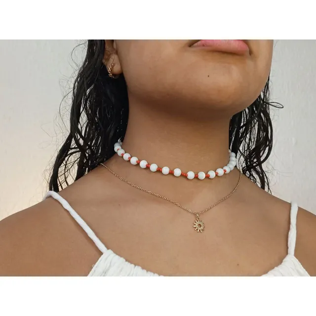 Collar Playero Ojo De Gato Blanco