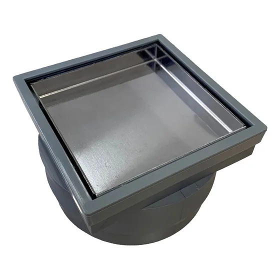 Desague 10x10 Gris Vista Dual Porcel/inox Acuadual Baño Me