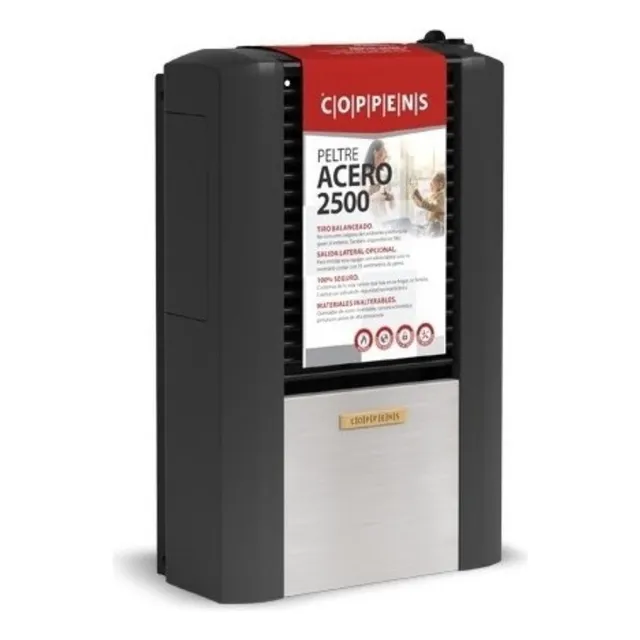 Calefactor Coppens 2500 Tbu Peltre Acero Multigas Salida Lateral Izquierda
