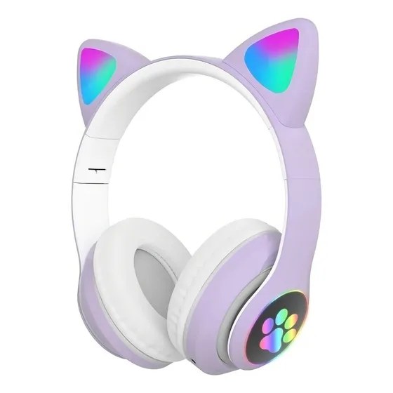 Fone de ouvido over-ear gamer sem fio CAT Gaming LEF-1058 roxo com luz LED