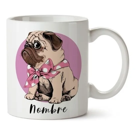 Taza Perro Pug Personalizable Con Nombre