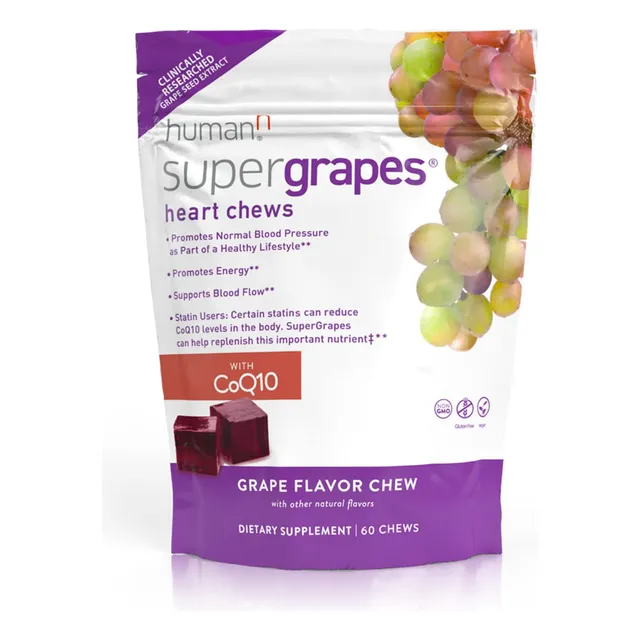 Humann Supergrapes - Suplemento Masticable Con 100 Mg De Coq
