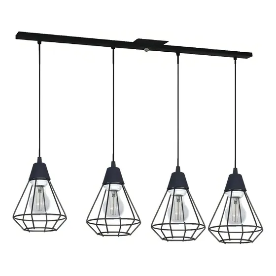 Colgante 4 Lamparas Colgantes Mini Jaula Diamante Regleta F Color Negro