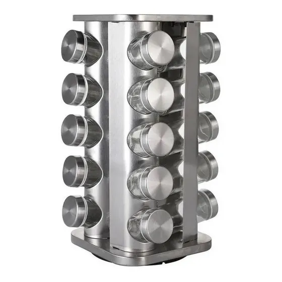 Porta Tempero Inox 20 Potes Suporte Giratório Qd