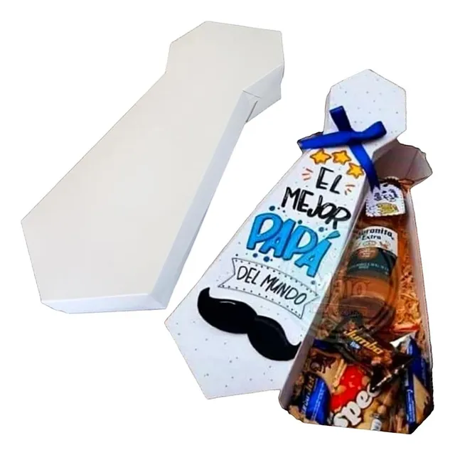 Cajas Blancas Forma De Corbata X12 Unid Caballero Papá Padre