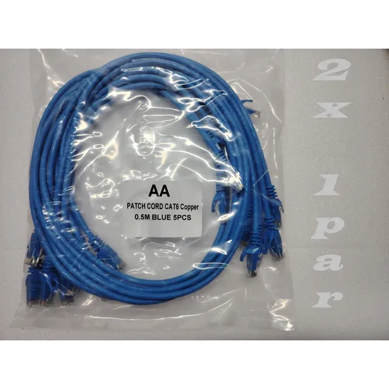 Patch Cord Cat 6, 0.50m Azul. 2 Unds. Multifilar Certificado