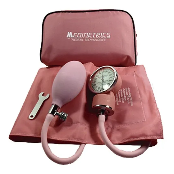 Baumanometro Aneroide Doble Manguera Estuche Llave Calibrar Color Rosa Medimetrics 5880