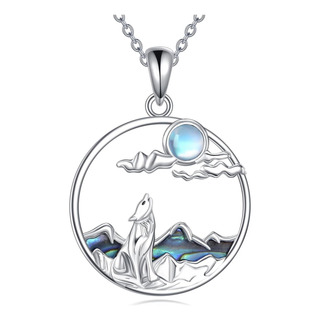 Vijashop Collar De Lobo De Plata De Ley 925 Con Piedra Lunar Vijashop Collar De Lobo De Plata De Ley 925 Con Piedra Lunar