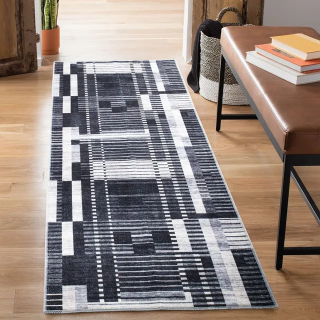 Rug Bloom Rugs Mysia, Lavable, Negro Y Marfil, Geométrico, 8