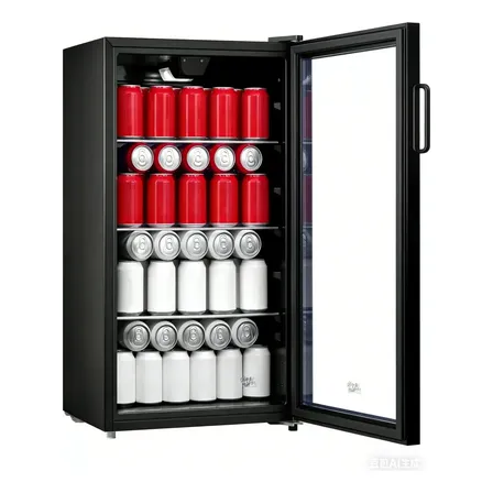 Mini Frigobar Enfriador De Bebidas Puerta De Vidrio 80l Negro