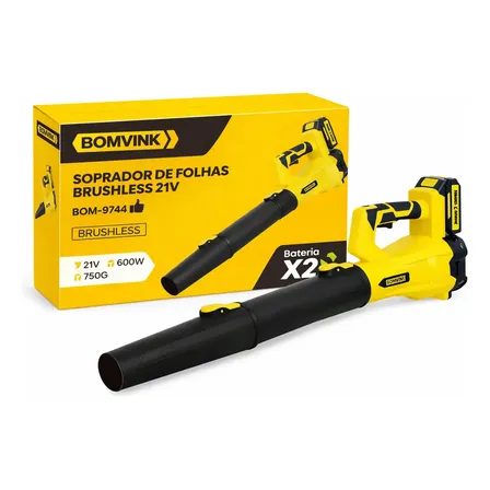 Soprador De Folhas Extra Potente Sem Fio Brushles 2 Baterias Amarelo