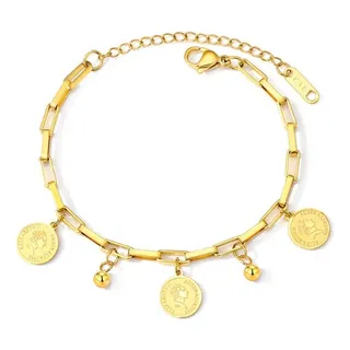 Pulsera Manilla De Eslabones Dije De Moneda Bohemia Trendy Pulsera Manilla De Eslabones Dije De Moneda Bohemia Trendy