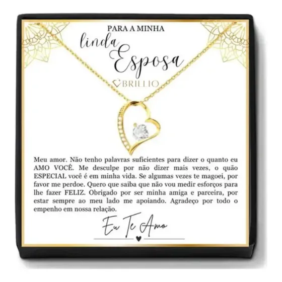 Presente Para Minha Linda Esposa Colar Banhado A Ouro 18k — foto 2