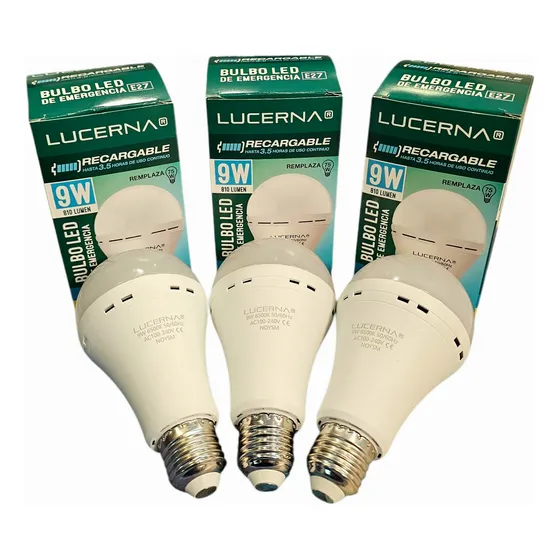 Bombillo Led 9w Lucerna Recargable 6000k  E27 3 Unidades