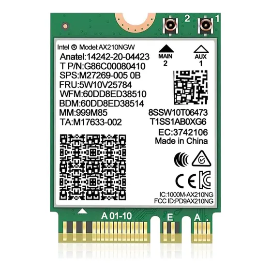 Placa De Rede Wifi 6e Bluetooth 5.3 Ax210 M.2 Sem Fio