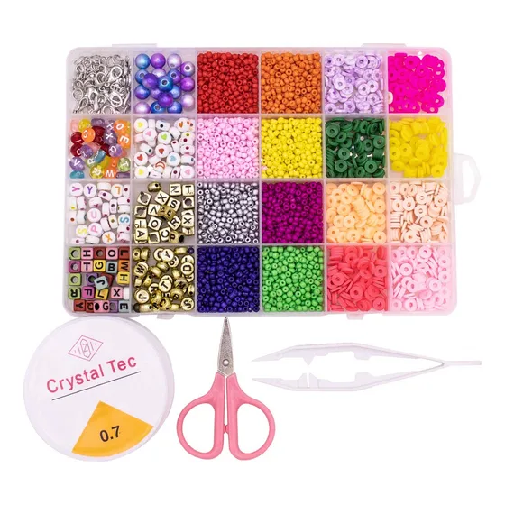 Crea Pulseras, Collares, Etc. Set Cuentas De Color C/estuche