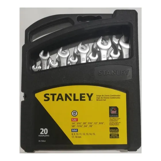 Juego De 20 Llaves Combinadas Mm/puLG Ref.85-783 Stanley