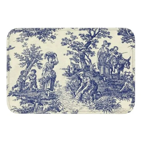 Tapete Baño Diseño Azul Marino Franz Antideslizante Suave 24