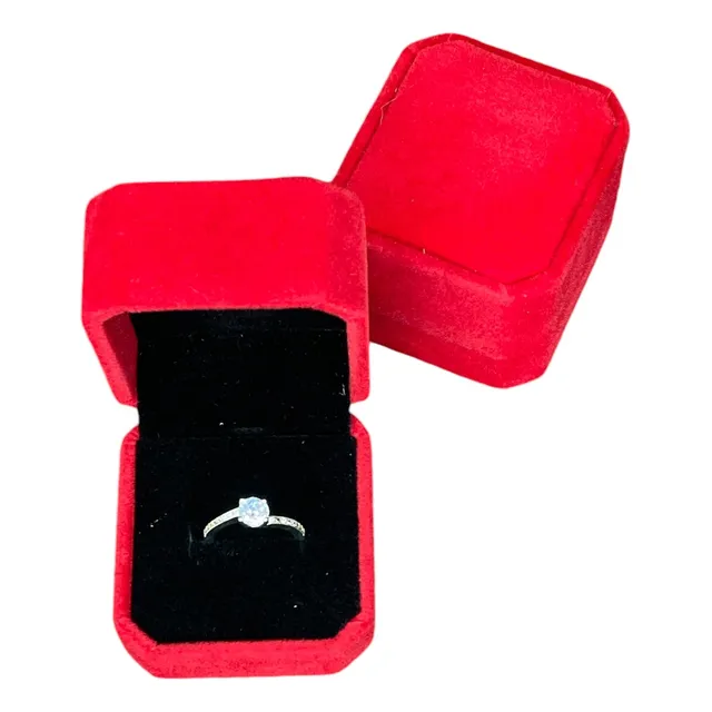 Caja De Gamuza Para Anillo Compromiso O Zarcillos Joyería