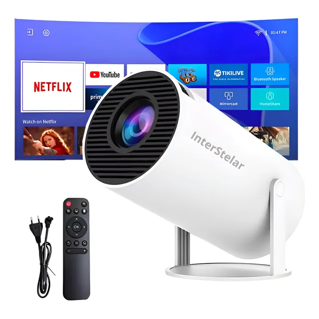 Projetor Interestelar Hy300 Mini Branco Netflix Wi-fi Branco